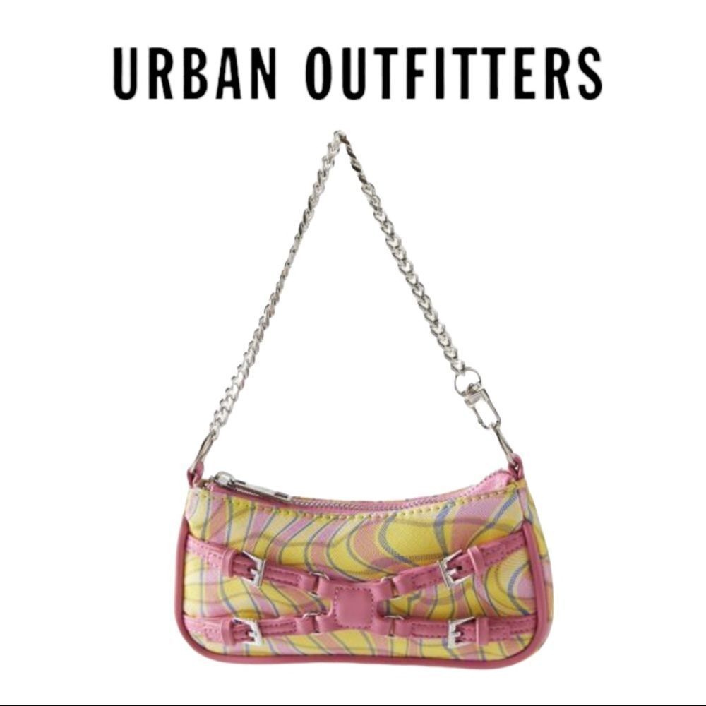 NEW Urban Outfitters UO Yellow Pink Printed Mini Purse Bag Wristlet